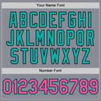 Custom Gray Pink Black-Aqua Bomber Full-Snap Varsity Letterman Two Tone Hoodie Jacket