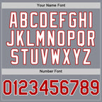 Custom Gray Red-White Bomber Full-Snap Varsity Letterman Two Tone Hoodie Jacket