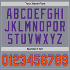 Custom Gray Orange-Purple Bomber Full-Snap Varsity Letterman Two Tone Hoodie Jacket