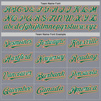 Custom Gray Kelly Green-Orange Bomber Full-Snap Varsity Letterman Two Tone Hoodie Jacket