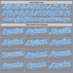 Custom Gray Powder Blue-White Bomber Full-Snap Varsity Letterman Two Tone Hoodie Jacket