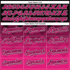 Custom Black Hot Pink-White Gradient Square Shape 3D Pattern Design Bomber Full-Snap Varsity Letterman Hoodie Jacket