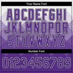 Custom White Purple-Black Gradient Square Shape 3D Pattern Design Bomber Full-Snap Varsity Letterman Hoodie Jacket