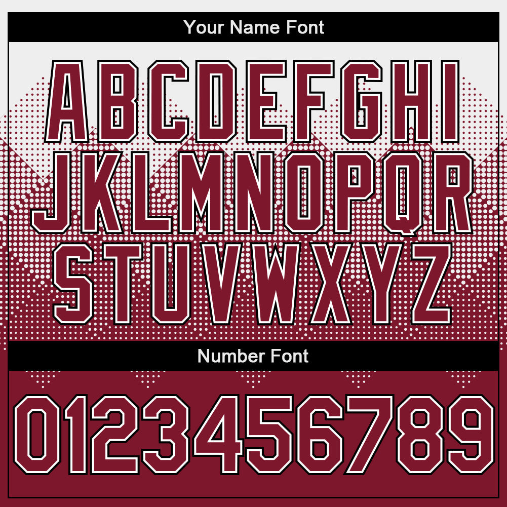 Custom White Crimson-Black Gradient Square Shape 3D Pattern Design Bomber Full-Snap Varsity Letterman Hoodie Jacket