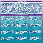 Custom White Teal-Purple Gradient Square Shape 3D Pattern Design Bomber Full-Snap Varsity Letterman Hoodie Jacket