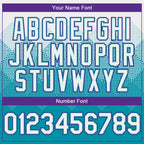 Custom White Teal-Purple Gradient Square Shape 3D Pattern Design Bomber Full-Snap Varsity Letterman Hoodie Jacket