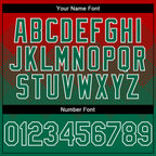 Custom Red Kelly Green-White Gradient Square Shape 3D Pattern Design Bomber Full-Snap Varsity Letterman Hoodie Jacket