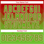 Custom Red Aurora Green-White Gradient Square Shape 3D Pattern Design Bomber Full-Snap Varsity Letterman Hoodie Jacket