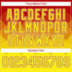 Custom Red Light Yellow-White Gradient Square Shape 3D Pattern Design Bomber Full-Snap Varsity Letterman Hoodie Jacket