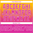 Custom Gold Deep Pink-White Gradient Square Shape 3D Pattern Design Bomber Full-Snap Varsity Letterman Hoodie Jacket