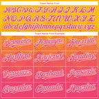 Custom Gold Neon Pink-White Gradient Square Shape 3D Pattern Design Bomber Full-Snap Varsity Letterman Hoodie Jacket