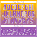 Custom Gold Medium Purple-White Gradient Square Shape 3D Pattern Design Bomber Full-Snap Varsity Letterman Hoodie Jacket