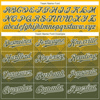Custom Gold Olive-White Gradient Square Shape 3D Pattern Design Bomber Full-Snap Varsity Letterman Hoodie Jacket