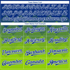 Custom Royal Neon Green-White Gradient Square Shape 3D Pattern Design Bomber Full-Snap Varsity Letterman Hoodie Jacket