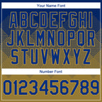 Custom Royal Old Gold-White Gradient Square Shape 3D Pattern Design Bomber Full-Snap Varsity Letterman Hoodie Jacket