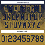 Custom Navy Old Gold-White Gradient Square Shape 3D Pattern Design Bomber Full-Snap Varsity Letterman Hoodie Jacket