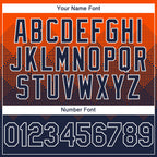 Custom Orange Navy-White Gradient Square Shape 3D Pattern Design Bomber Full-Snap Varsity Letterman Hoodie Jacket