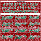 Custom Red Kelly Green-White Christmas 3D Bomber Full-Snap Varsity Letterman Jacket