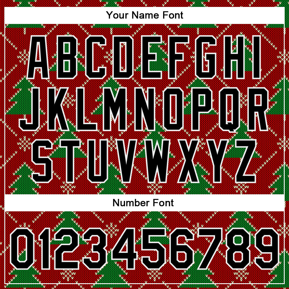 Custom Red Black-Kelly Green Christmas 3D Bomber Full-Snap Varsity Letterman Jacket