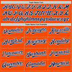 Custom Orange Navy-White Bomber Full-Snap Varsity Letterman Two Tone Hoodie Jacket