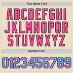 Custom Cream Light Blue Black-Pink Bomber Full-Snap Varsity Letterman Two Tone Hoodie Jacket