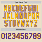 Custom Cream Purple Gold-White Bomber Full-Snap Varsity Letterman Two Tone Hoodie Jacket