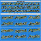 Custom Powder Blue Royal-Yellow Bomber Full-Snap Varsity Letterman Hoodie Jacket
