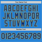 Custom Powder Blue Royal-Yellow Bomber Full-Snap Varsity Letterman Hoodie Jacket