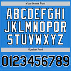 Custom Powder Blue Black-White Bomber Full-Snap Varsity Letterman Hoodie Jacket