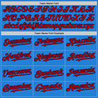 Custom Powder Blue Red-Navy Bomber Full-Snap Varsity Letterman Hoodie Jacket