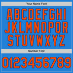Custom Powder Blue Orange-Royal Bomber Full-Snap Varsity Letterman Hoodie Jacket