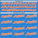 Custom Powder Blue Orange-White Bomber Full-Snap Varsity Letterman Two Tone Hoodie Jacket