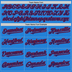 Custom Powder Blue Royal-Red Bomber Full-Snap Varsity Letterman Two Tone Hoodie Jacket