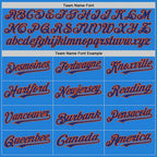 Custom Powder Blue Royal-Orange Bomber Full-Snap Varsity Letterman Two Tone Hoodie Jacket