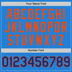 Custom Powder Blue Royal-Orange Bomber Full-Snap Varsity Letterman Two Tone Hoodie Jacket