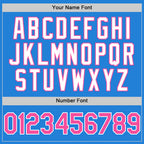 Custom Powder Blue Pink-White Bomber Full-Snap Varsity Letterman Two Tone Hoodie Jacket