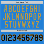 Custom Powder Blue Black-Old Gold Bomber Full-Snap Varsity Letterman Two Tone Hoodie Jacket