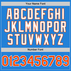 Custom Powder Blue Orange-White Bomber Full-Snap Varsity Letterman Two Tone Hoodie Jacket