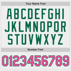 Custom White Pink-Kelly Green Bomber Full-Snap Varsity Letterman Hoodie Jacket