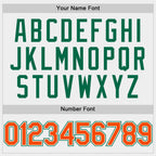 Custom White Orange-Kelly Green Bomber Full-Snap Varsity Letterman Hoodie Jacket