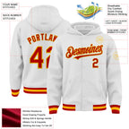 Custom White Red-Gold Bomber Full-Snap Varsity Letterman Hoodie Jacket