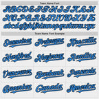 Custom White Powder Blue-Black Bomber Full-Snap Varsity Letterman Two Tone Hoodie Jacket