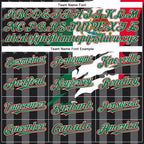 Custom Black Kelly Green Red-Gray Mexico Mexican Flag 3D Bomber Full-Snap Varsity Letterman Hoodie Jacket