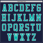Custom Navy Aqua-White Bomber Varsity Letterman Zipper Jacket