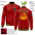 Custom Red Navy-Gold Bomber Varsity Letterman Zipper Jacket