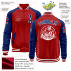Custom Red Royal-White Bomber Varsity Letterman Two Tone Zipper Jacket