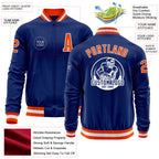 Custom Royal Orange-White Bomber Varsity Letterman Zipper Jacket