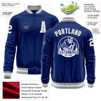 Custom Royal White-Gray Bomber Varsity Letterman Zipper Jacket