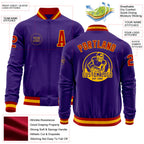 Custom Purple Red-Gold Bomber Varsity Letterman Zipper Jacket