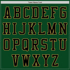 Custom Green Black-Old Gold Bomber Varsity Letterman Two Tone Zipper Jacket